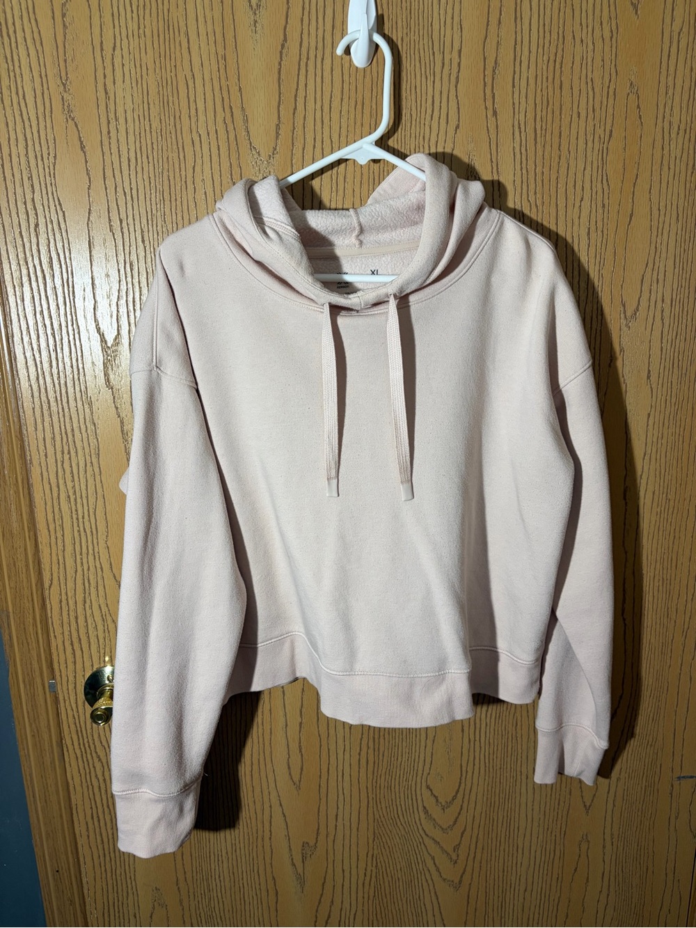 Xersion Women's Cropped Hooded Sweatshirt - Blush Pink